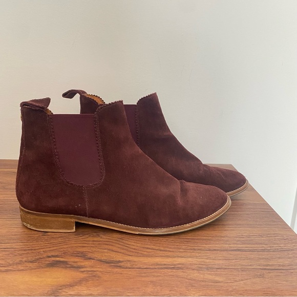 MASSIMO DUTTI - Burgundy Suede Chelsea Boots - size 40 EUR - Picture 5 of 11